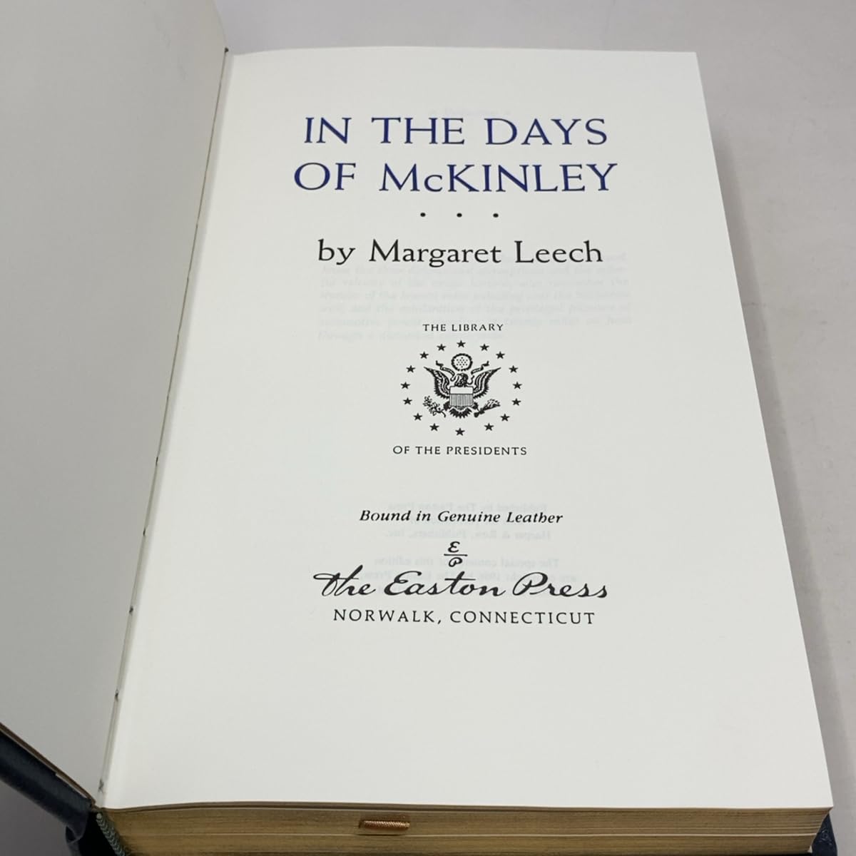In the Days of McKinley [Easton Press Library of American Presidents]