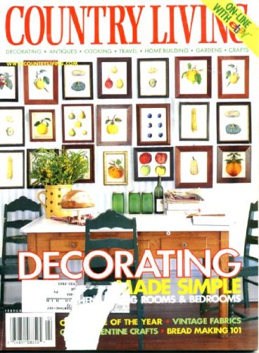 Country Living February 2001 House of the Year, Decorating Made Simple, Vintage Fabrics, Bread Making 101, Country In the City, Depression Glassware