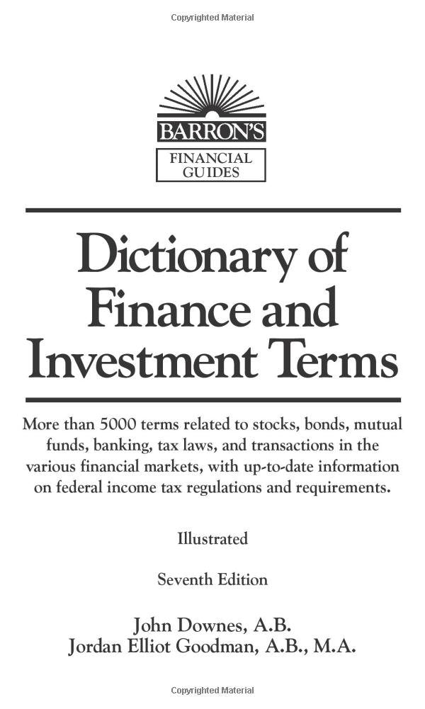Dictionary of Finance and Investment Terms (Barron's Financial Guides)