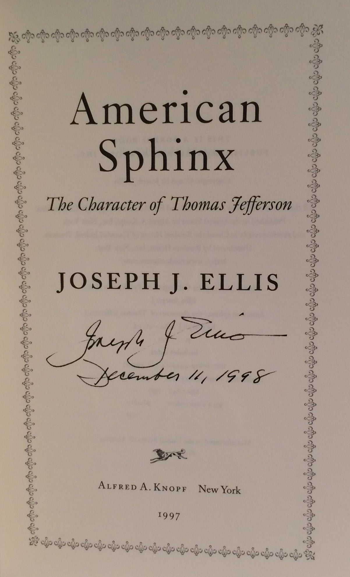 American Sphinx: The Character of Thomas Jefferson