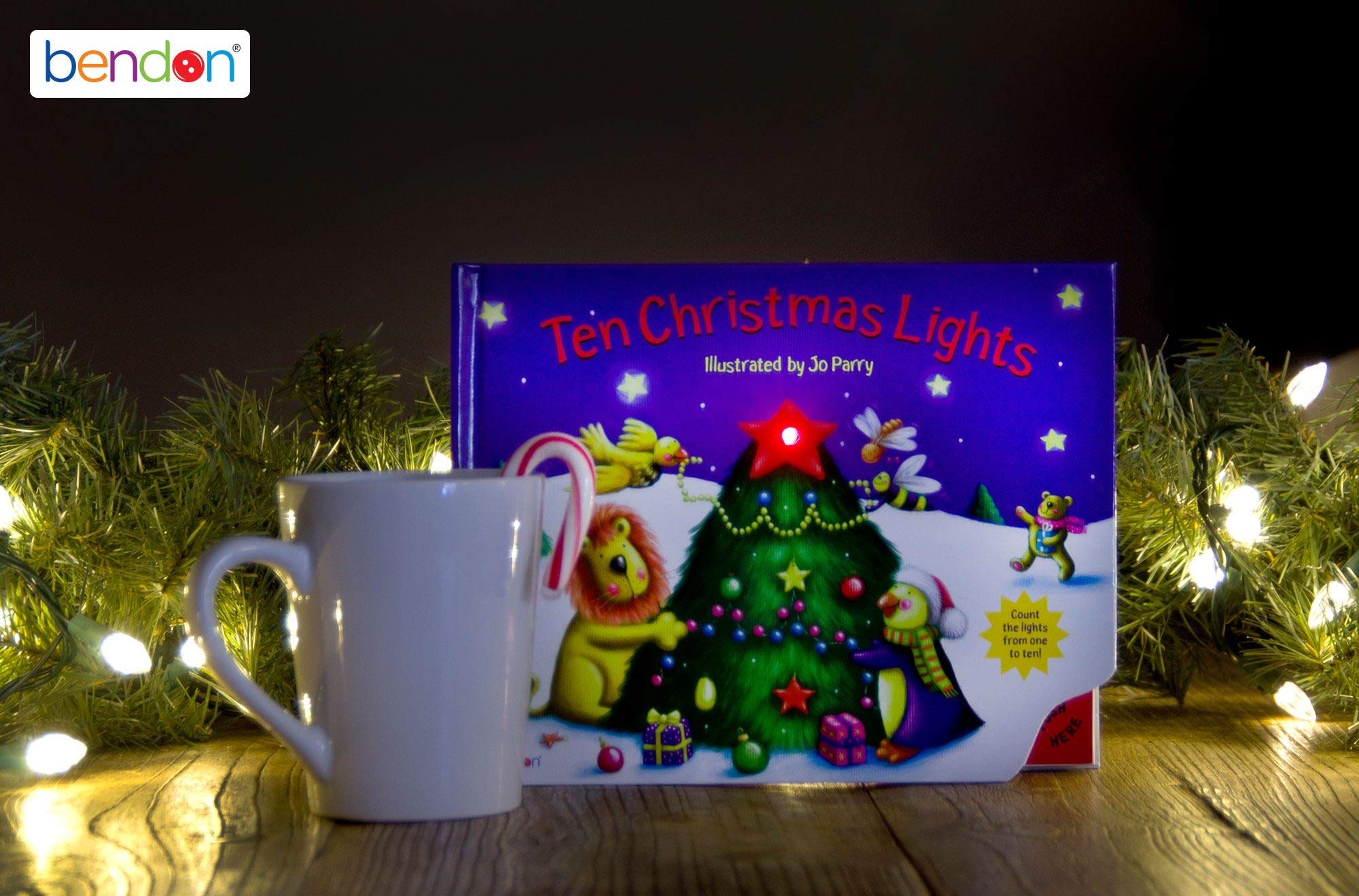 Bendon Piggy Toes Press Ten Christmas Lights Light Up Storybook 56724, Multicolor