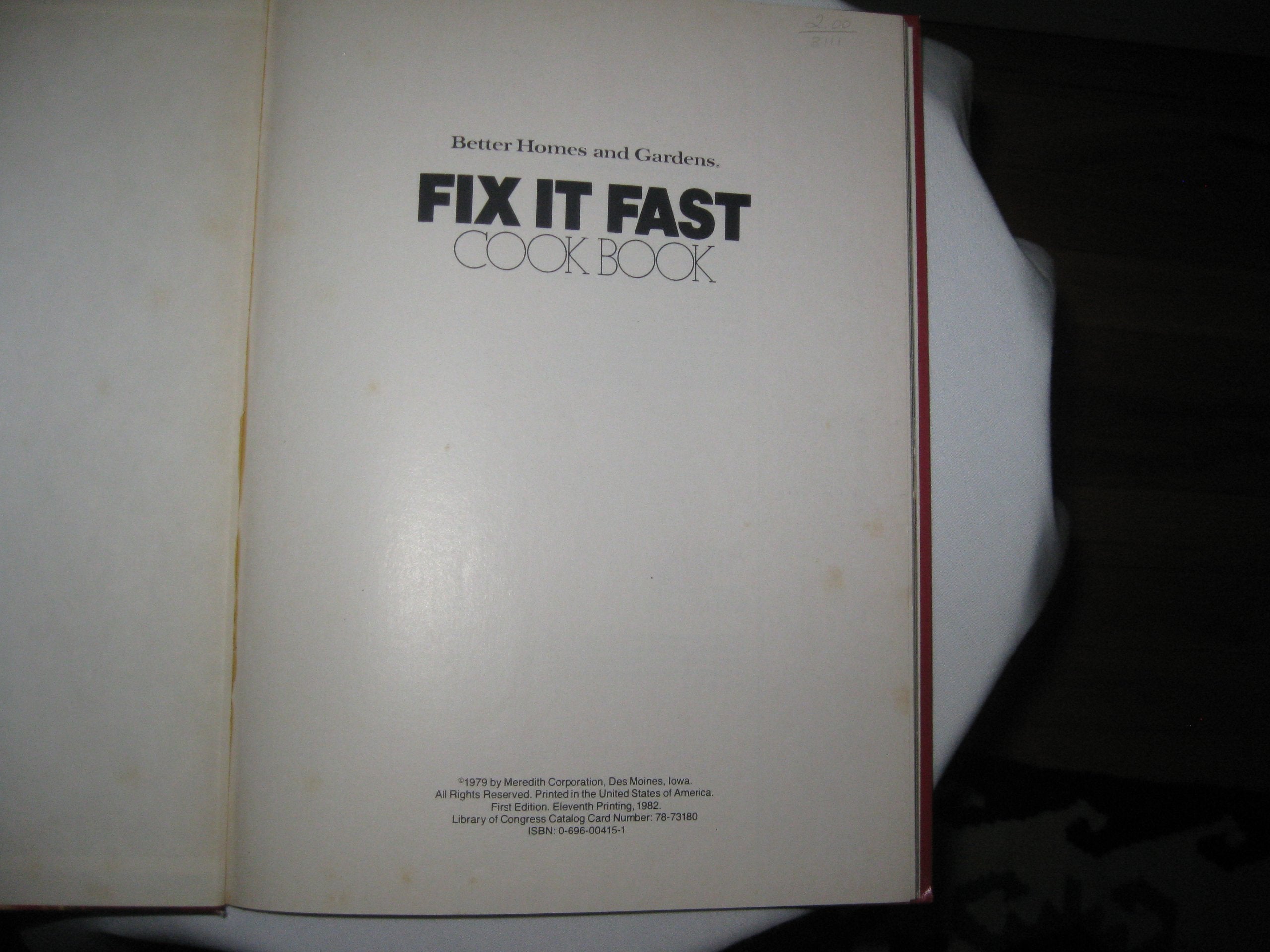 Better Homes And Gardens Fix It Fast Cook Book