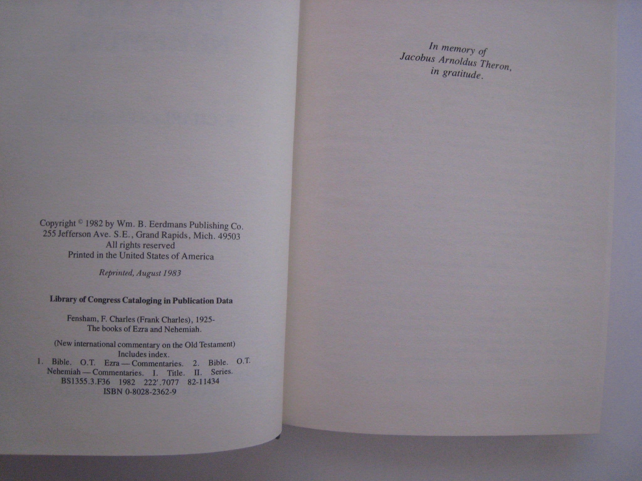 The Books of Ezra and Nehemiah (New International Commentary on the Old Testament)