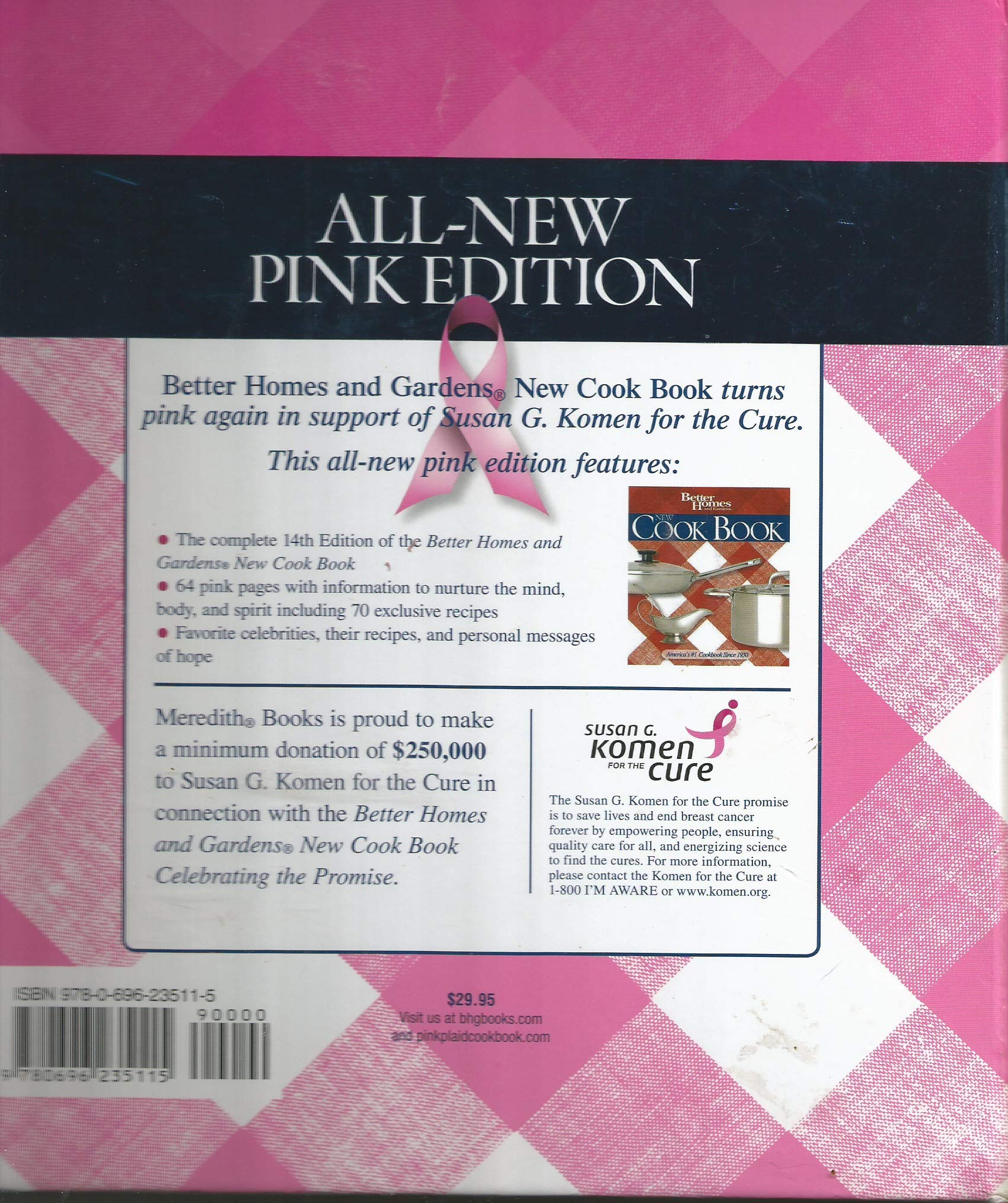 Better Homes and Gardens New Cook Book: Celebrating the Promise, 14th Limited Edition "Pink Plaid"