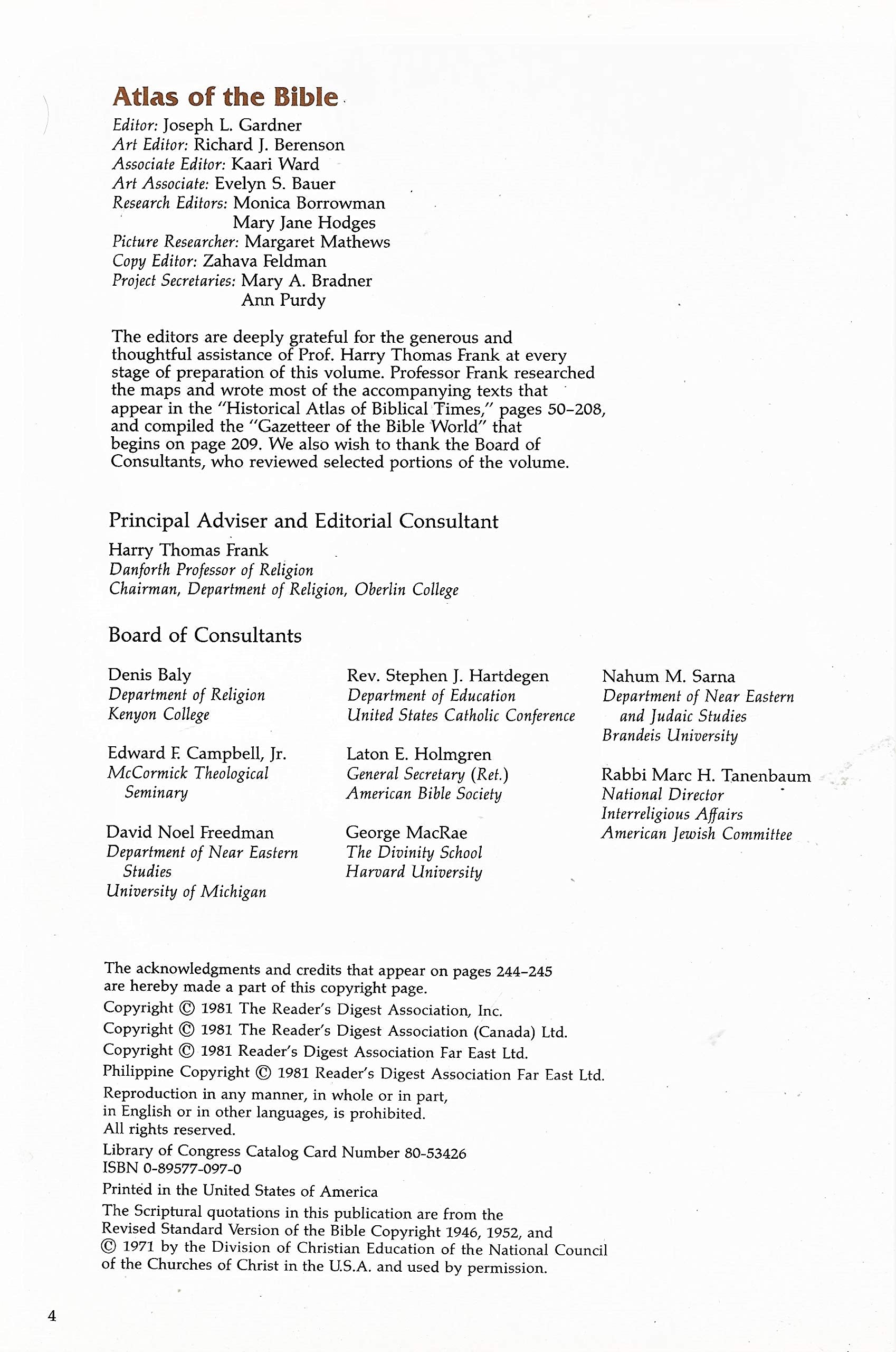 Atlas of the Bible: An Illustrated Guide to the Holy Land (Readers Digest)