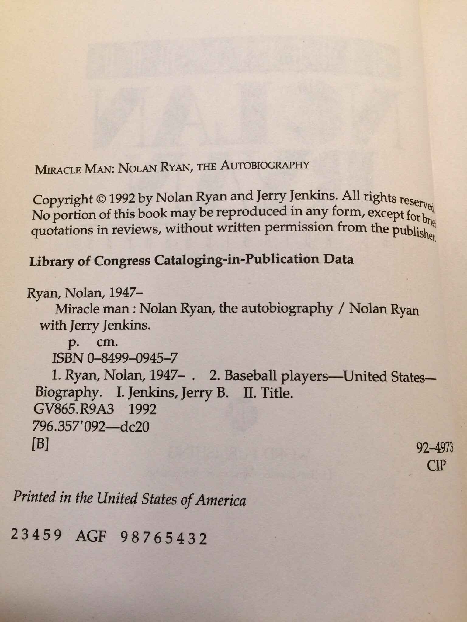 Miracle Man: Nolan Ryan : The Autobiography