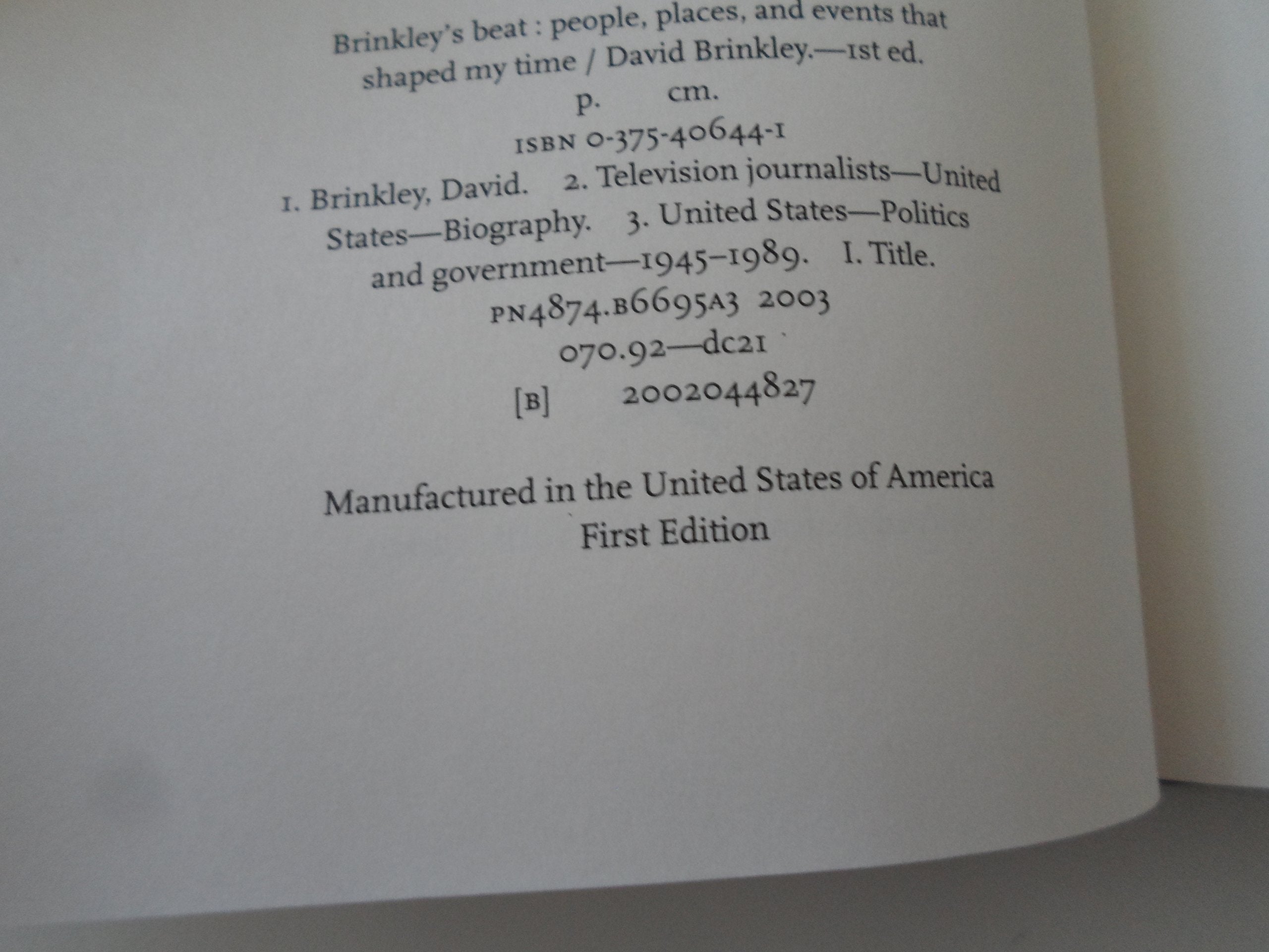 Brinkley's Beat: People, Places, and Events That Shaped My Time