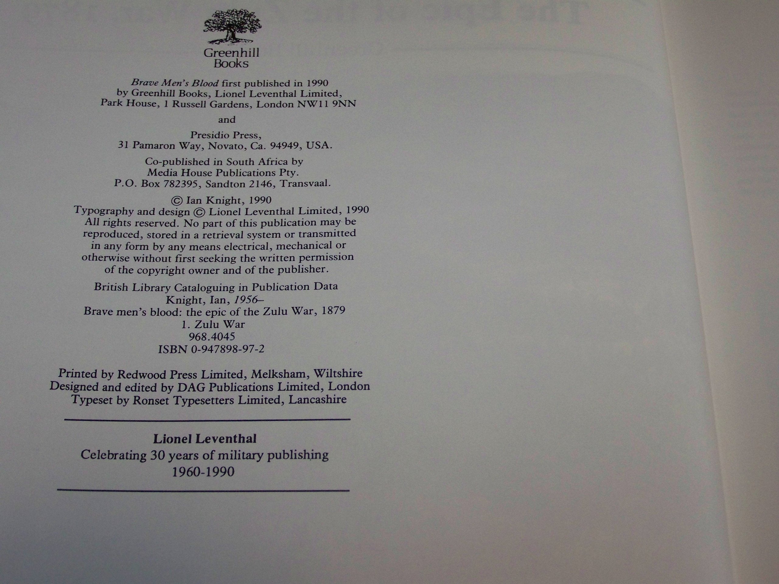 Brave Men's Blood: The Epic of the Zulu War, 1879