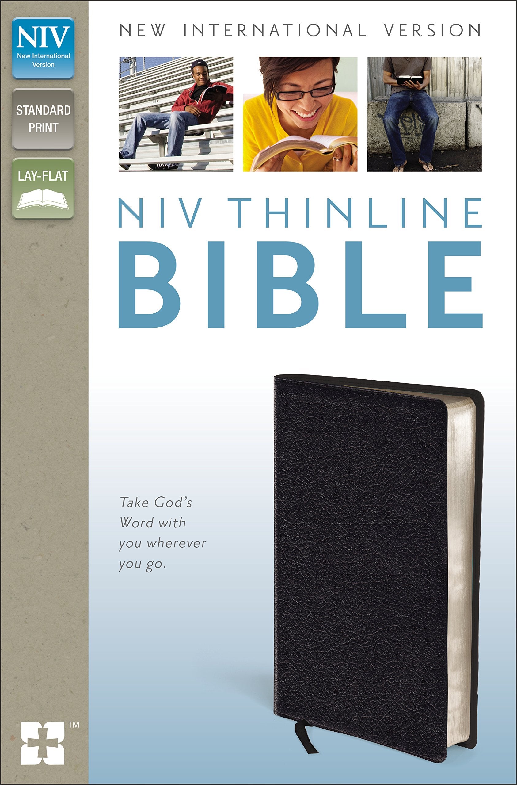 NIV, Thinline Bible, Bonded Leather, Black, Red Letter Edition
