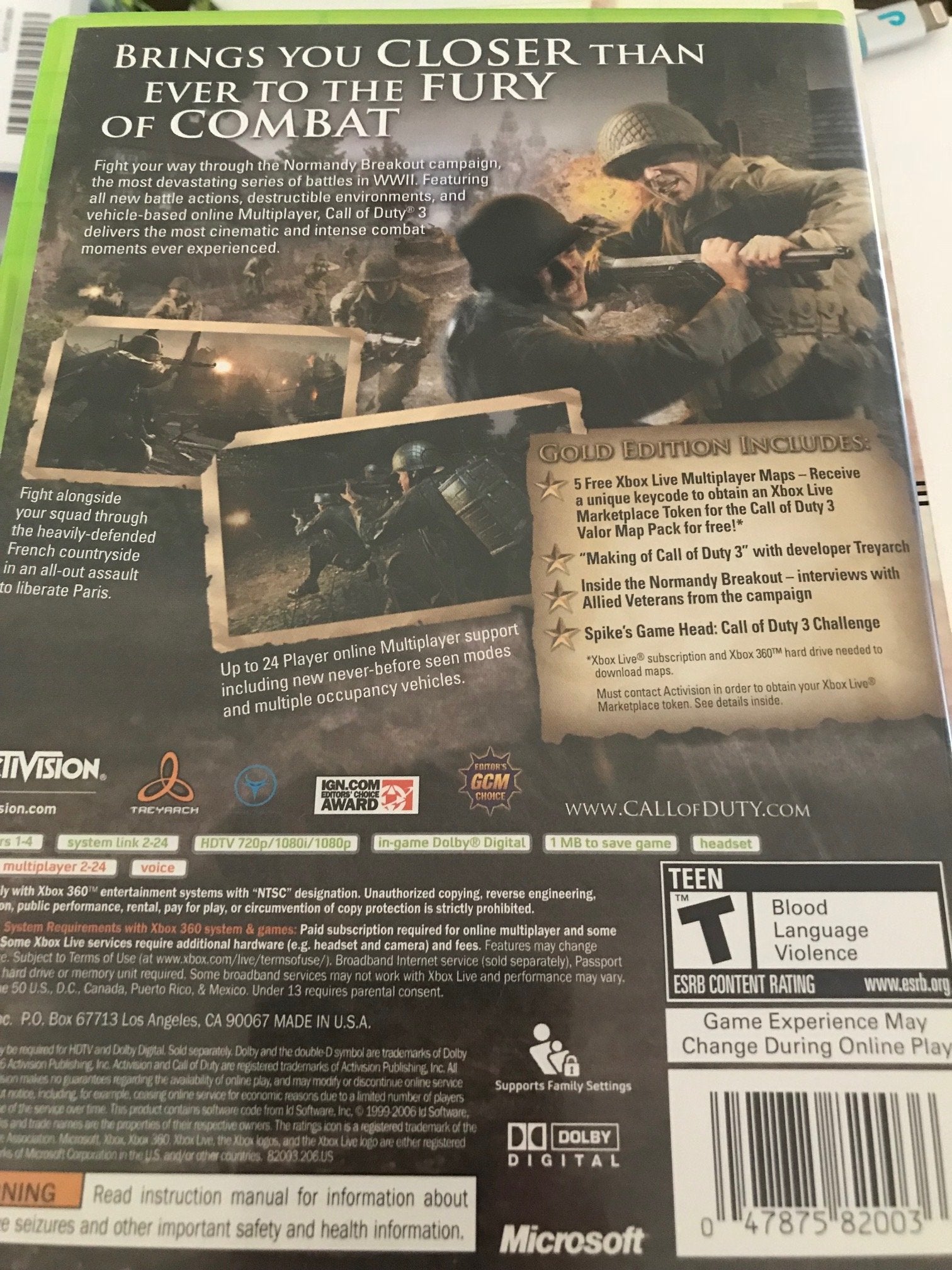 Call of Duty 3 Gold Edition -Xbox 360