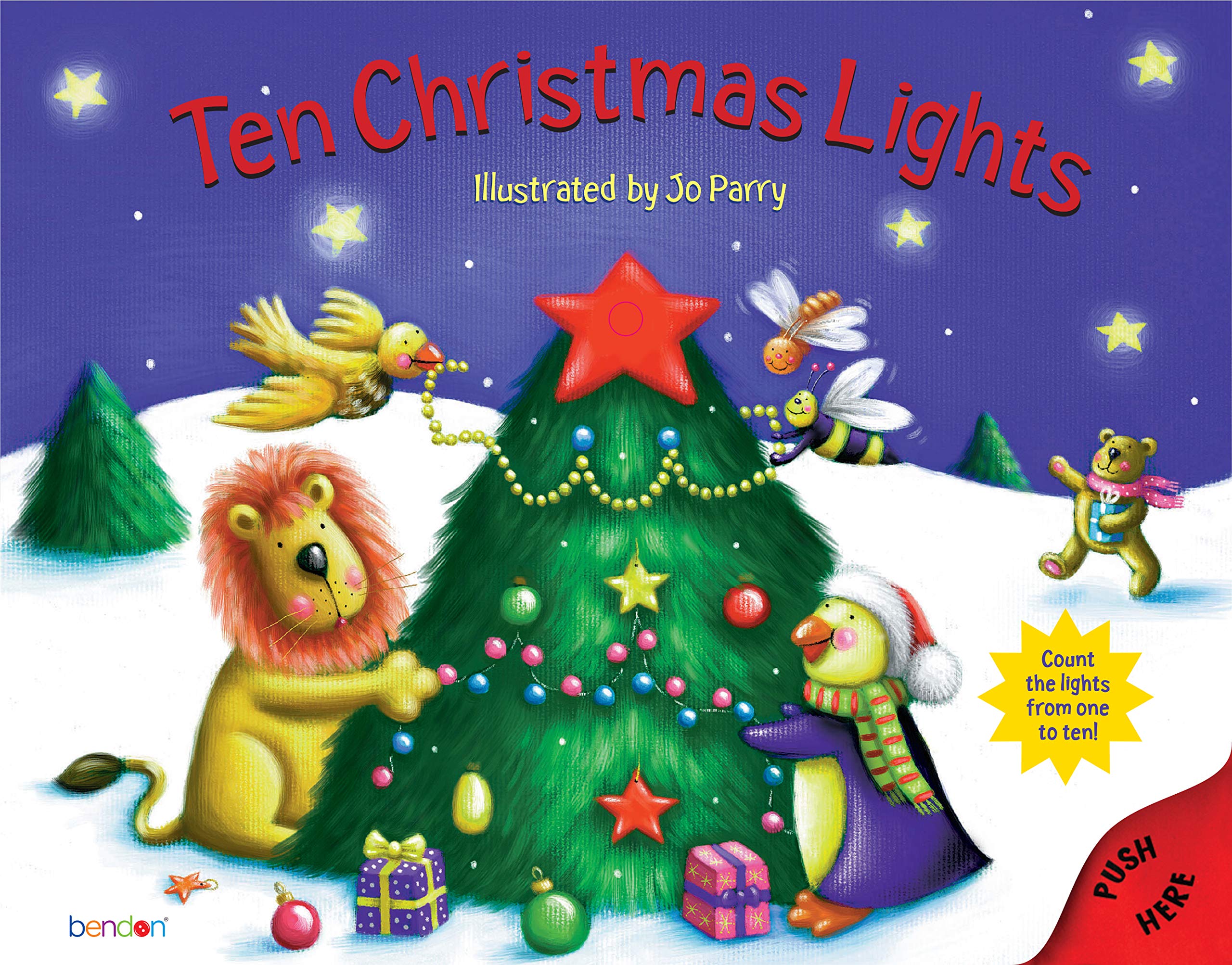 Bendon Piggy Toes Press Ten Christmas Lights Light Up Storybook 56724, Multicolor
