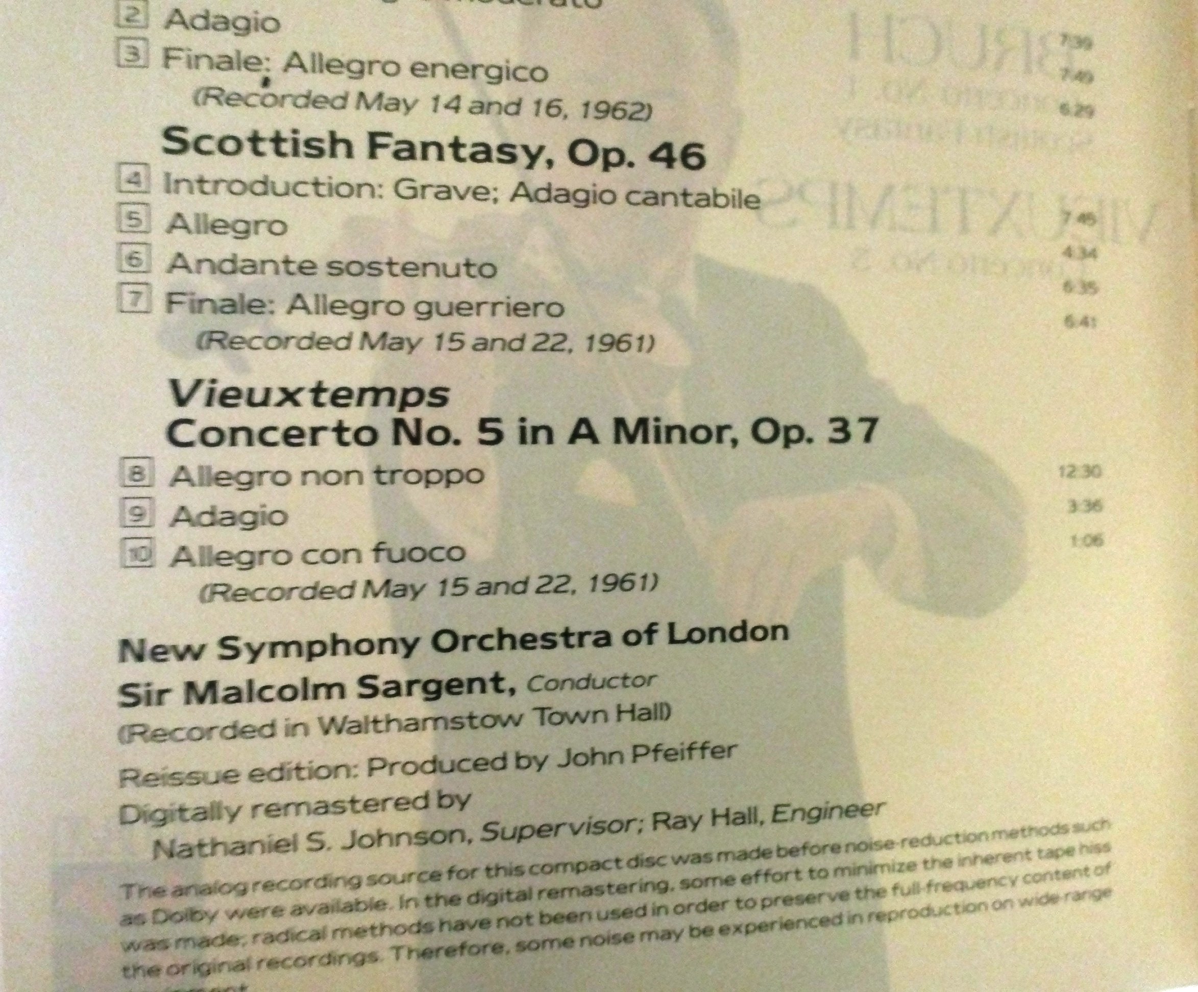 Bruch: Concertos No.1 / Scottish Fantasy / Vieuxtemps: Concerto No. 5