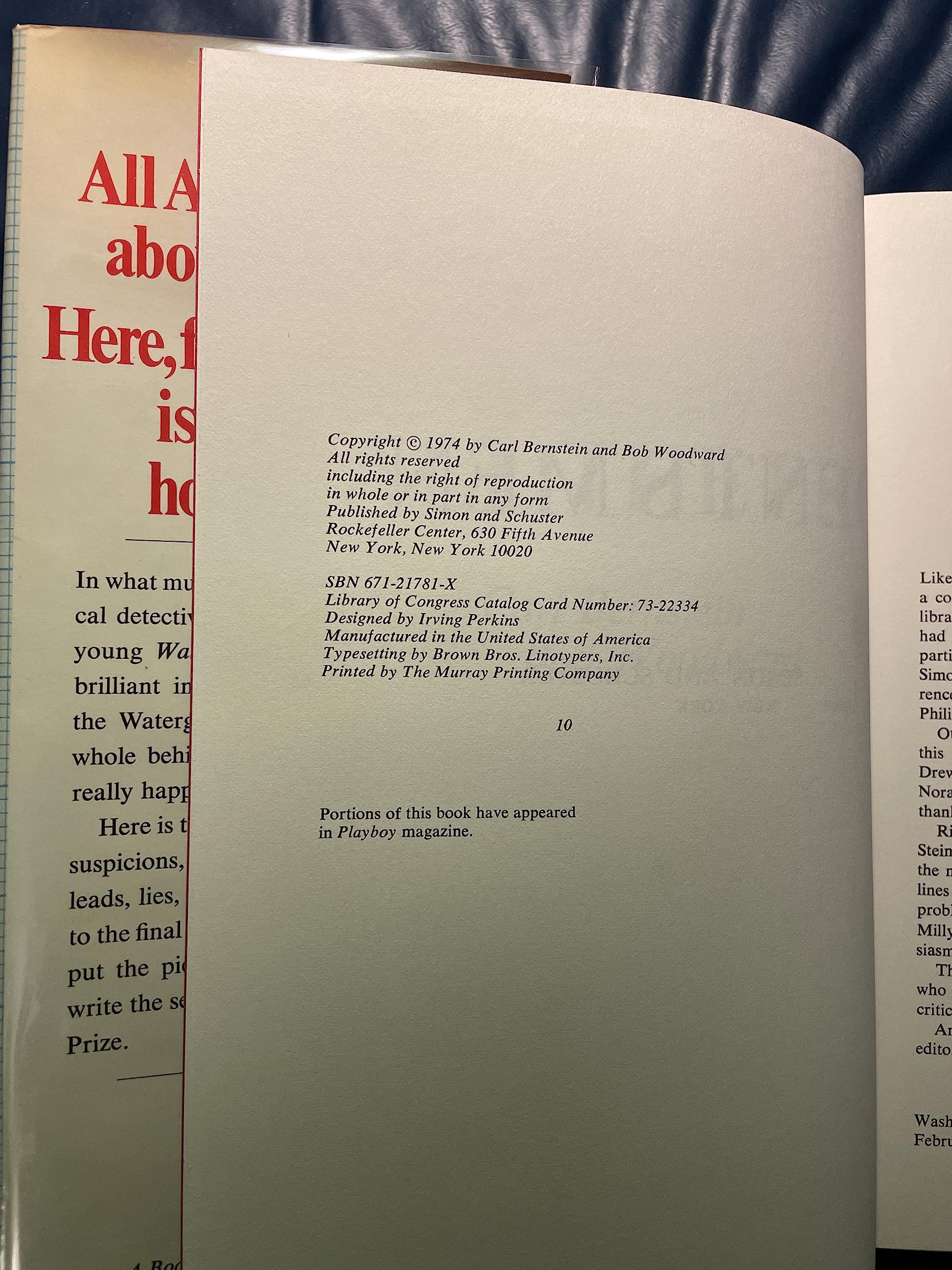 All the President's Men by Carl Bernstein, Bob Woodward (1974) Hardcover