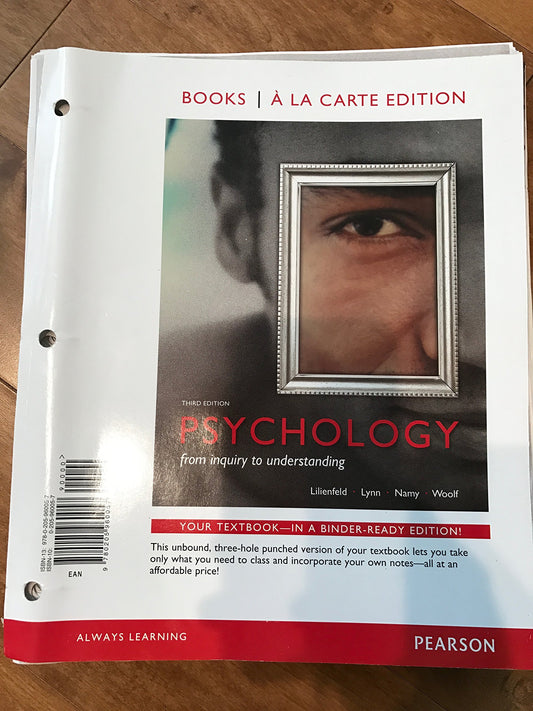 Psychology: From Inquiry to Understanding paperback 3rd Edition Lilienfeld, Scott O; Lynn, Steven J; Namy, Laura L and Woolf, Nancy