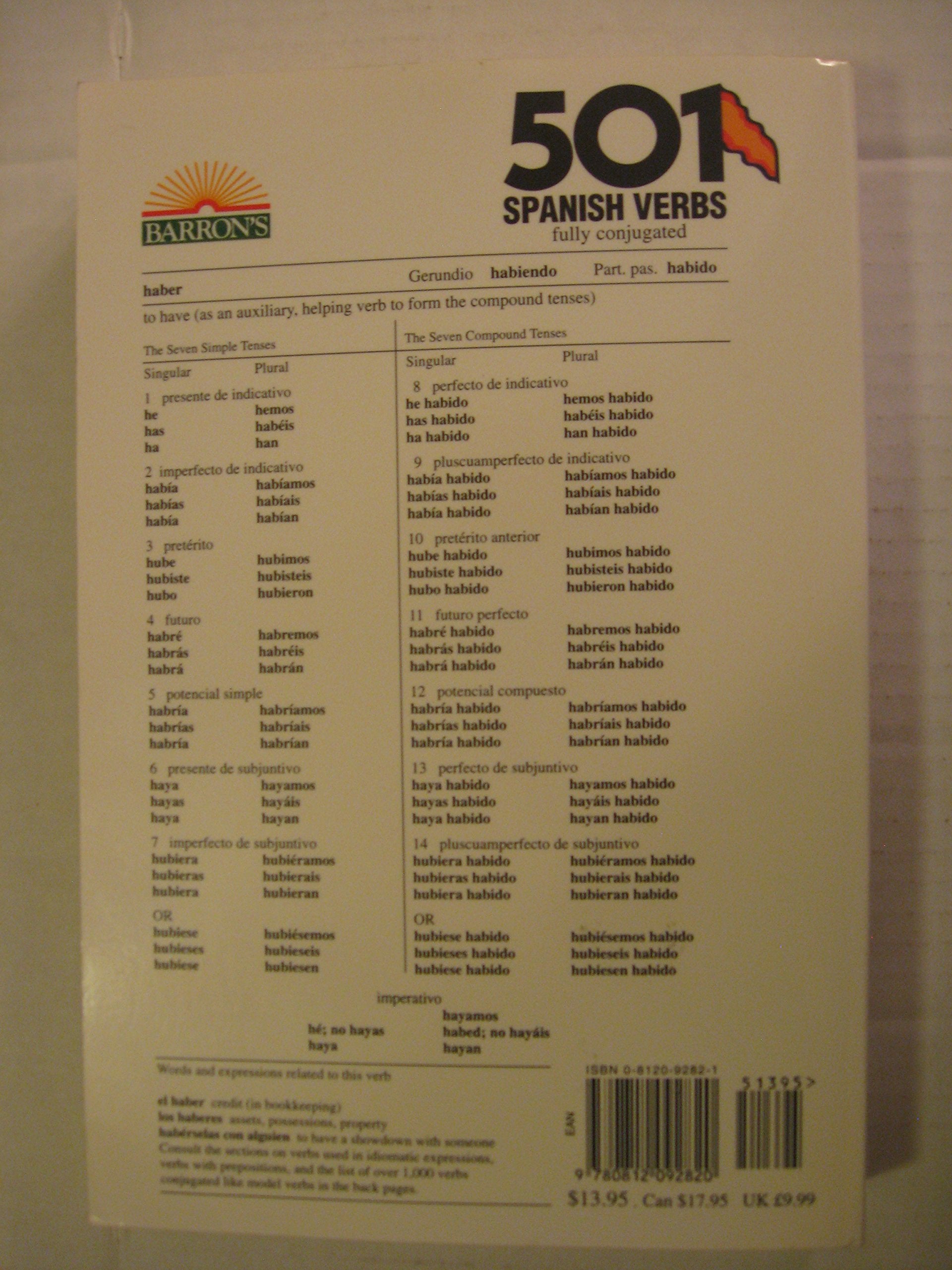 501 Spanish Verbs: Fully Conjugated in All the Tenses in a New Easy-To-Learn Format Alphabetically Arranged