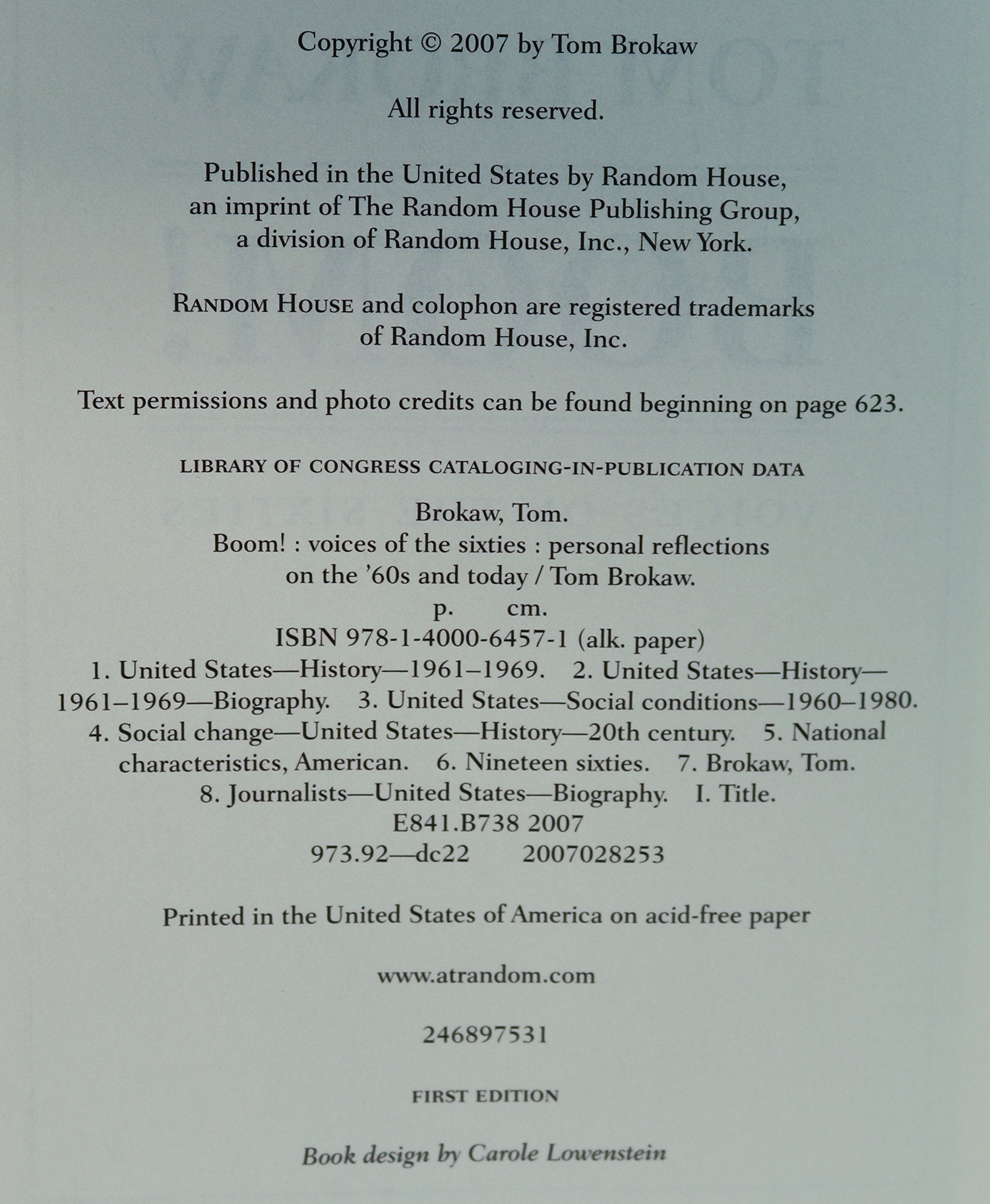 Boom!: Voices of the Sixties Personal Reflections on the '60s and Today