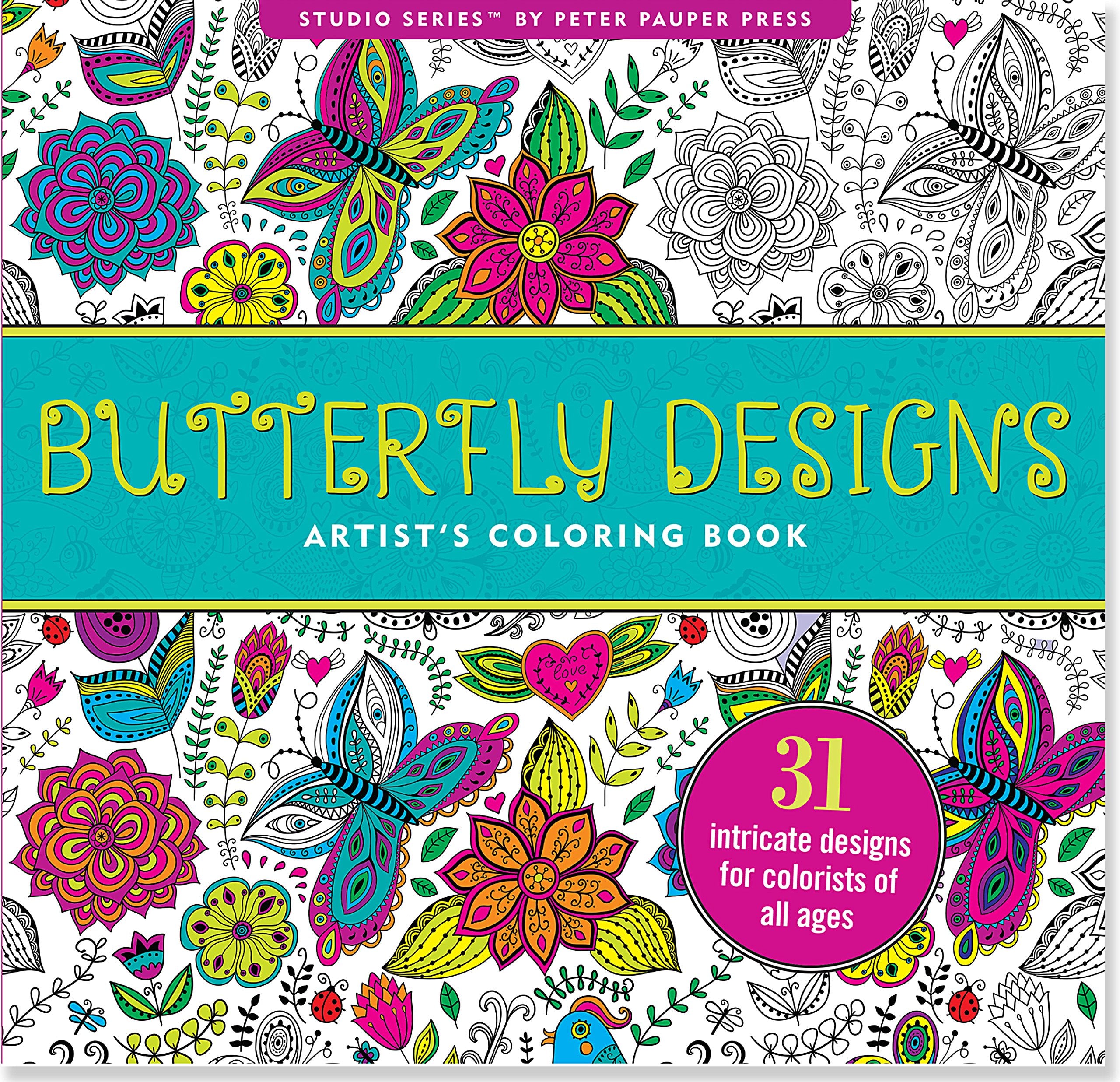 Butterfly Designs Adult Coloring Book (31 stress-relieving designs) (Studio)
